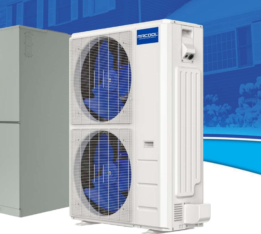 MrCool central ducted air handler with heat pump condenser