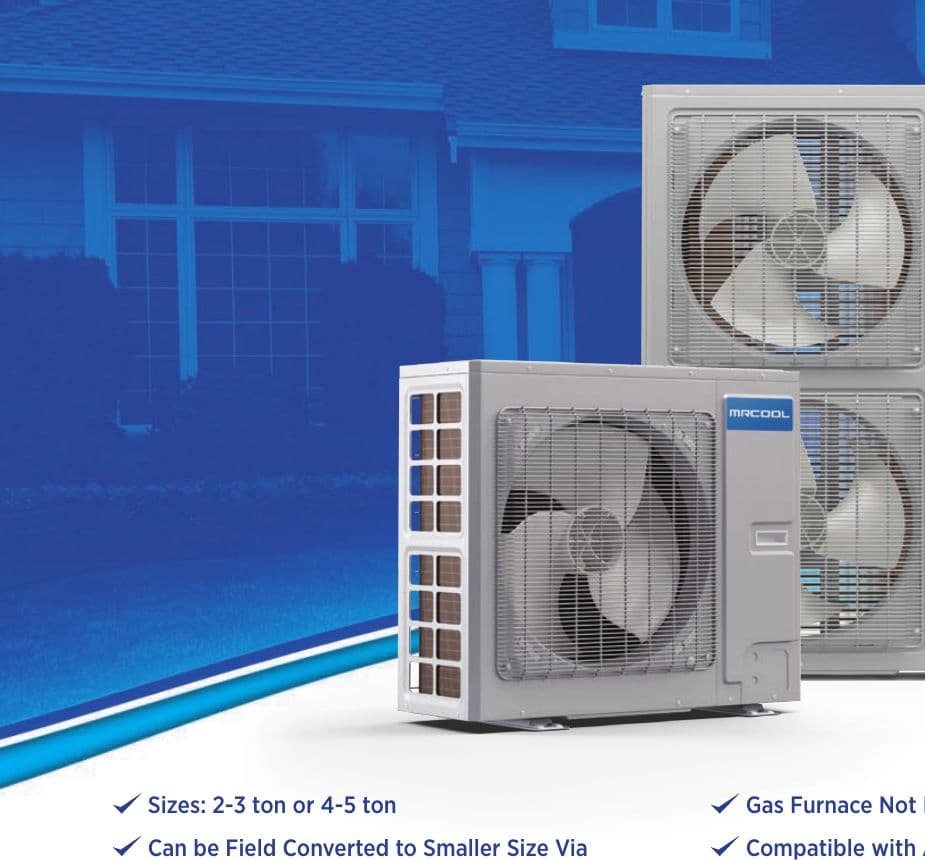 MrCool Universal central heat pump condenser and air handler